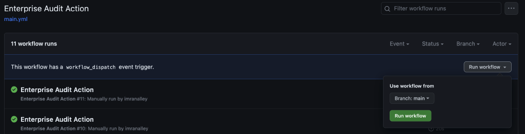 Enterprise Audit GitHub Action · Imran Ali